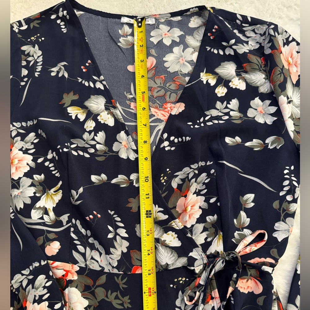 CUPSHE Floral Print Maxi Dress A-line Long Sleeves Wrap Dress- size M (8-10) - Picture 12 of 16